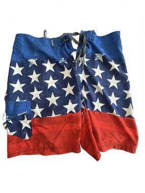 Ocean Current Patriotic Star Print Swim Shorts Size 38 L-XL